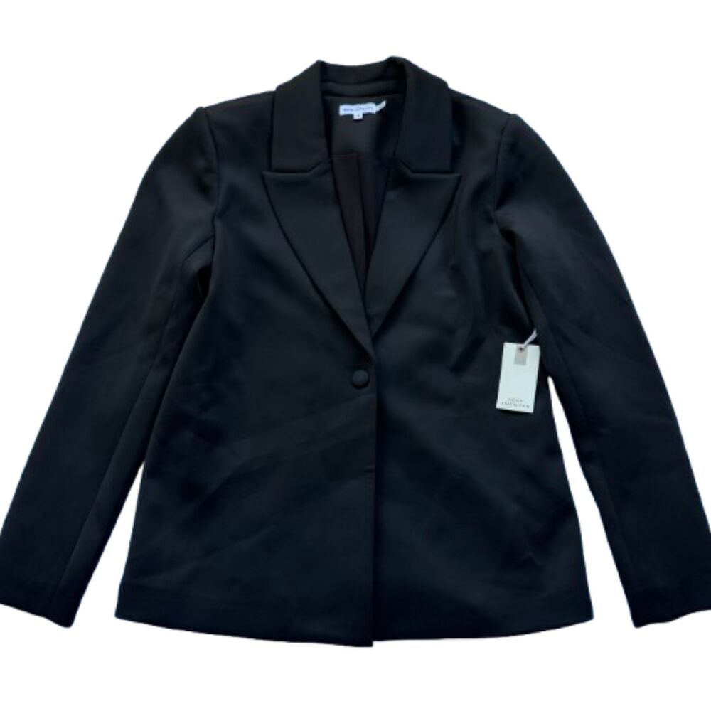 Good American NWT Black Single Button Stretch Scuba Blazer Size 2 Fits like M/L